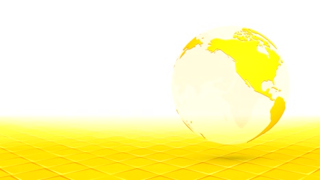 yellow globe planet earth rotating on perspective background