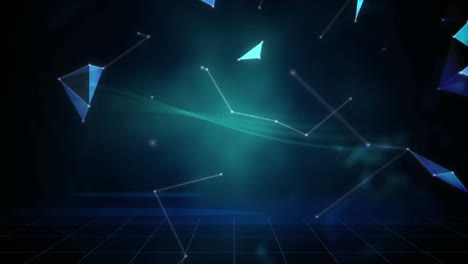 animation of network of connections world map over group of business people