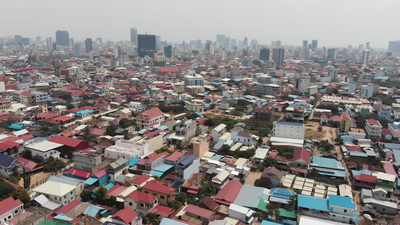 캄보디아 수도의 드론샷