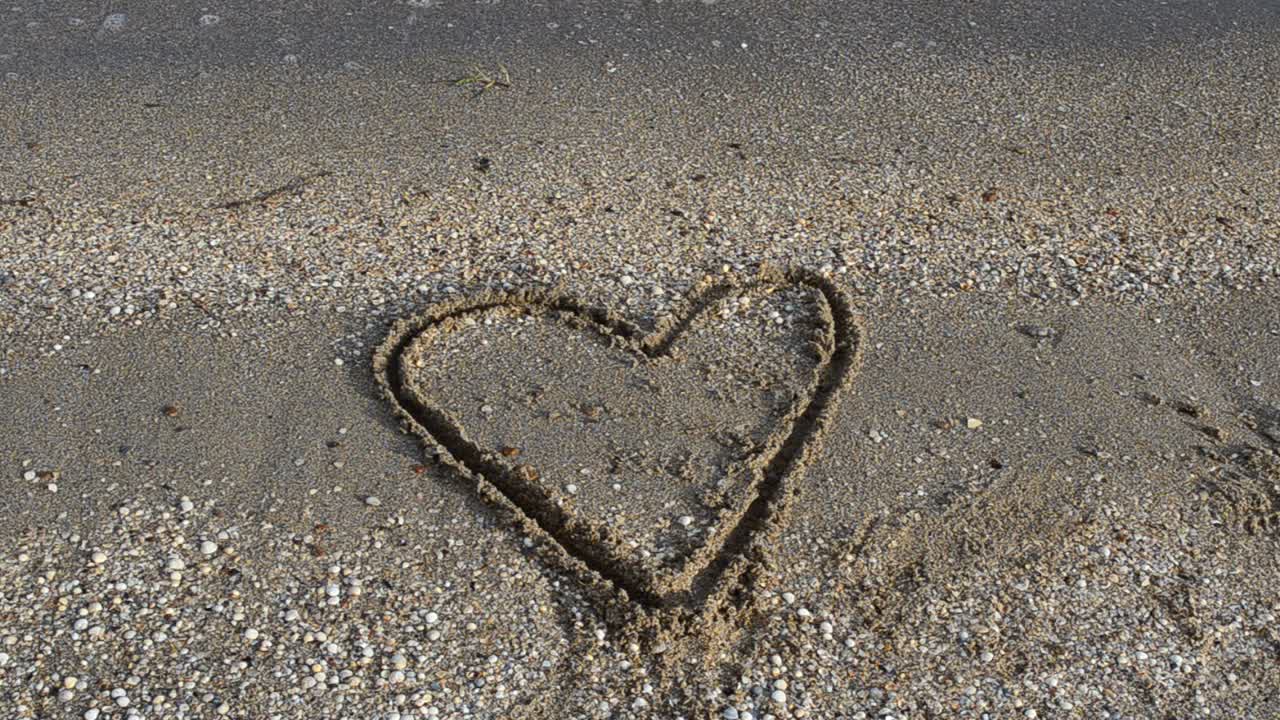 Cuore sulla sabbia. Scatto sulla spiaggia