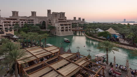 4k day to night timelapse of abras in madinat jumeirah dubai