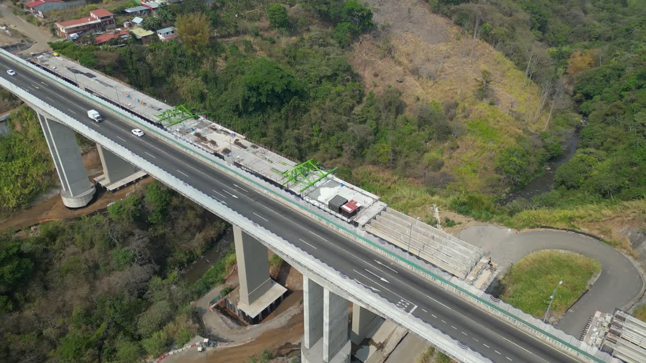 Drone Shot Over Bridge Being Repaired In Costa Rica