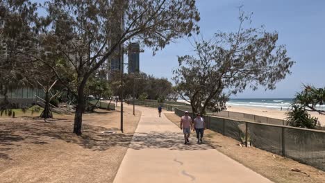 personas disfrutando de un día soleado en un parque costero