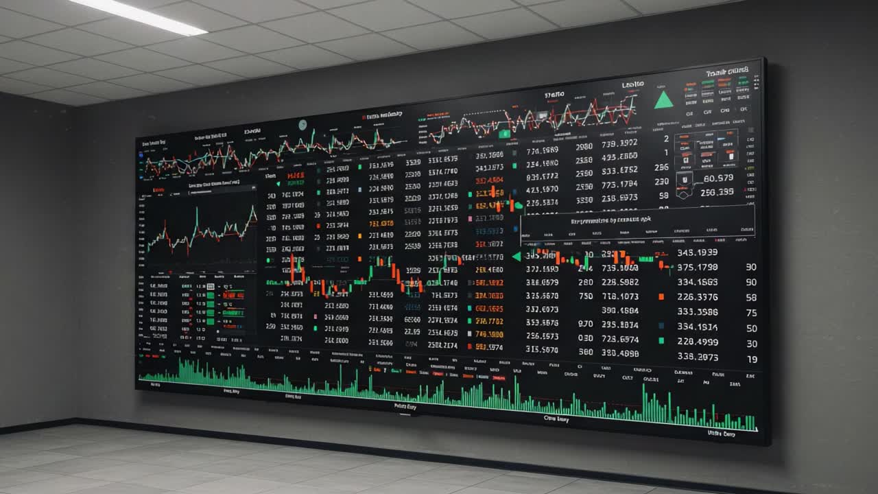 A Digital Trading Dashboard Displaying Stock Market Data with Interactive Graphs and Real-Time Analytics for Investors and Traders