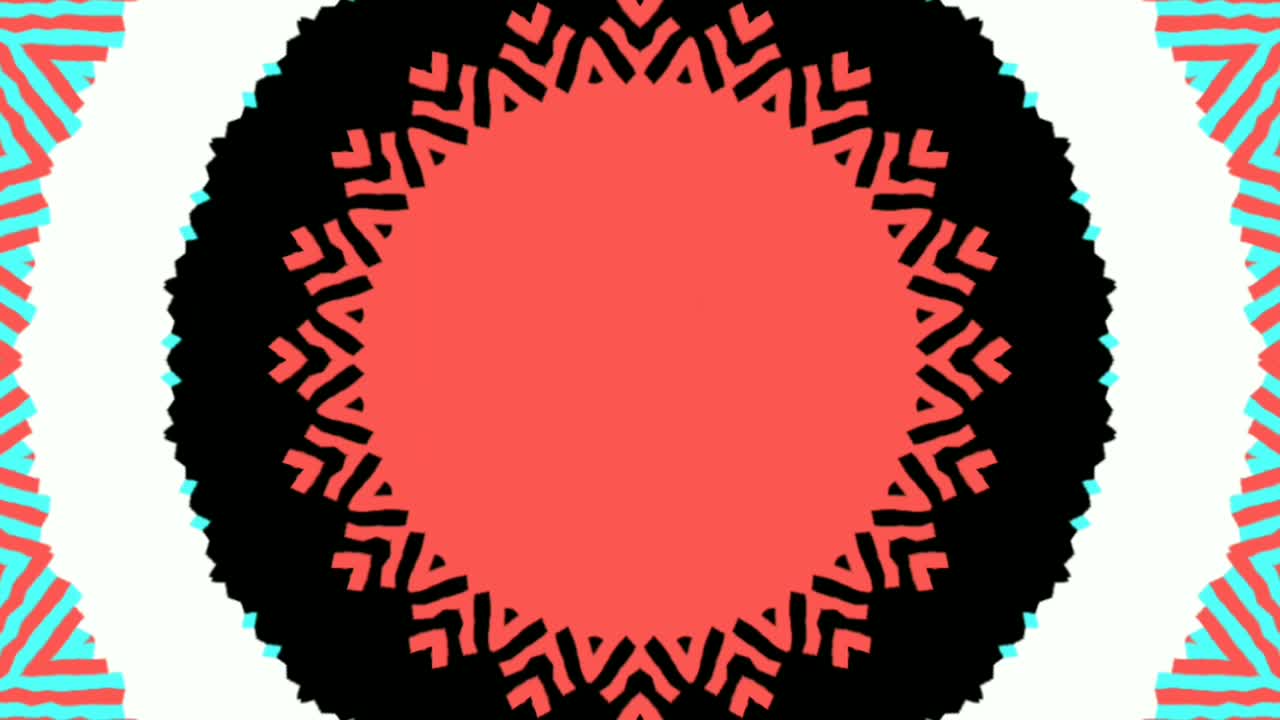 Graphic effect emerging from the center and rotating in red and black
