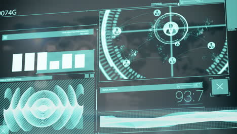 animation of digital computer interface screens scanning