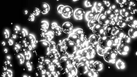 glowing spheres in a dark background