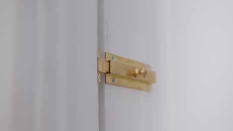 close up of female hand unlocking security lock on apartment door