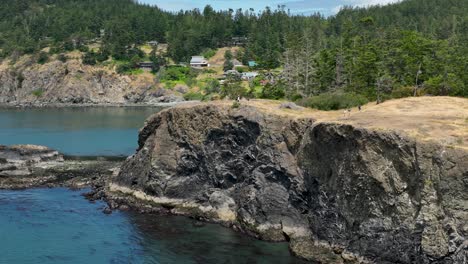 aerial view of the rosario head trail viewpoint in washington state