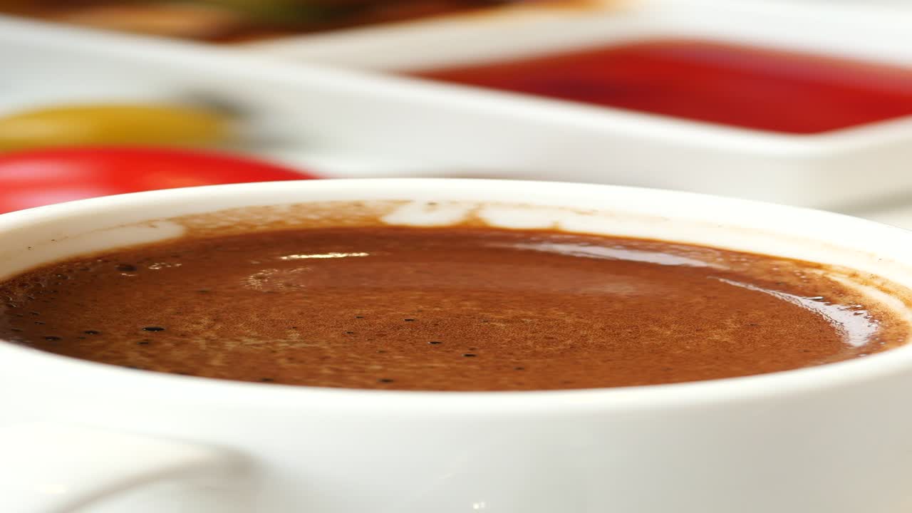 Breakfast coffee with toast and jam