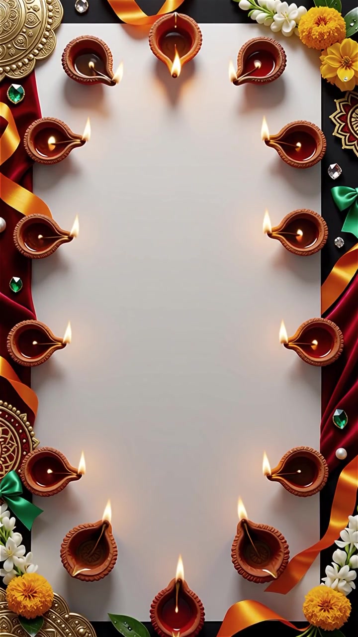 Sfondo del Festival Diwali con lanterne e decorazioni tradizionali Diyas.