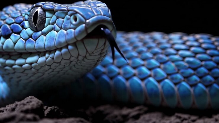 Close-up of a Blue Snake