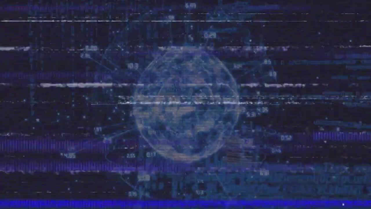 When globe appearing in UI, glitch bars shifting hues obscuring data for network view blue sweeping