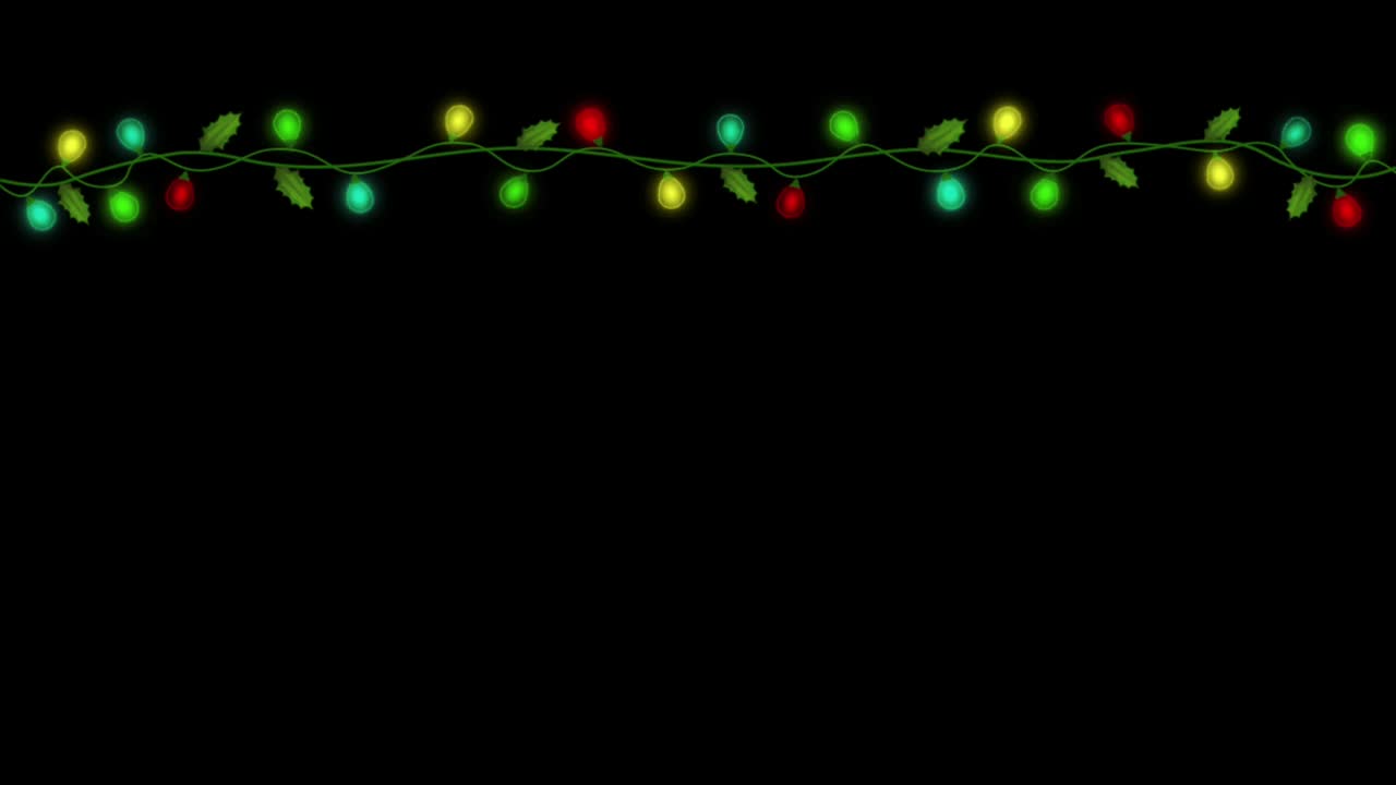 animación colorido marco de guirnaldas de luz aislar en fondo negro.