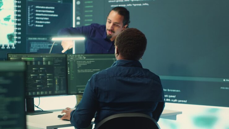 Cyber defense team working in a governmental security operations center