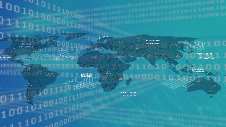 Animation of data processing over world map