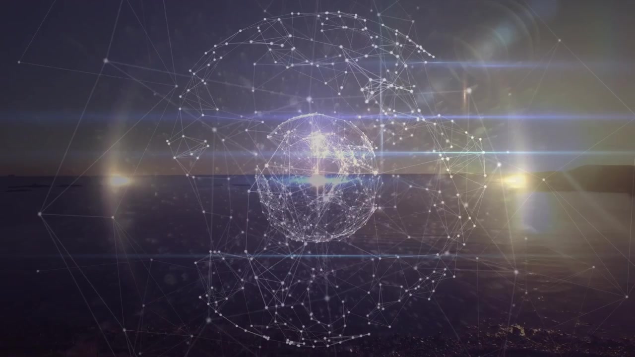 Animation of globe of connections over landscape