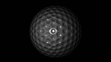 golf ball quickly rotate on black background. 3d animation