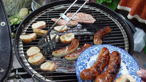 bbq sausages on a grill