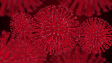 3d render red colored covid-19 or coronavirus 2019 corona virus with particles