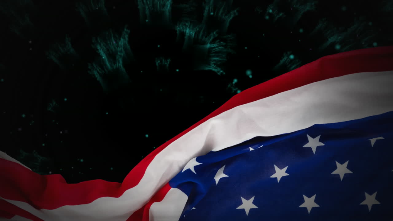 밤하늘의 불꽃놀이의 디지털 애니메이션 4k