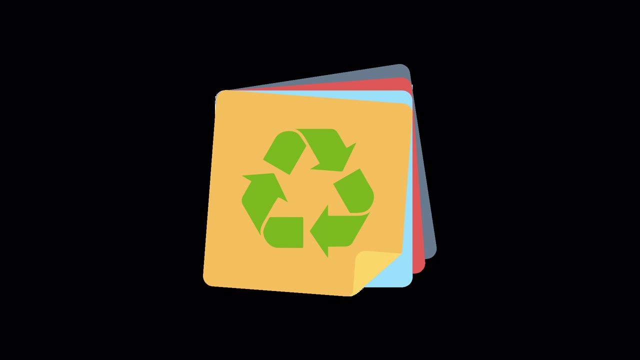 Animated Recycling Symbol on Stack of Documents
