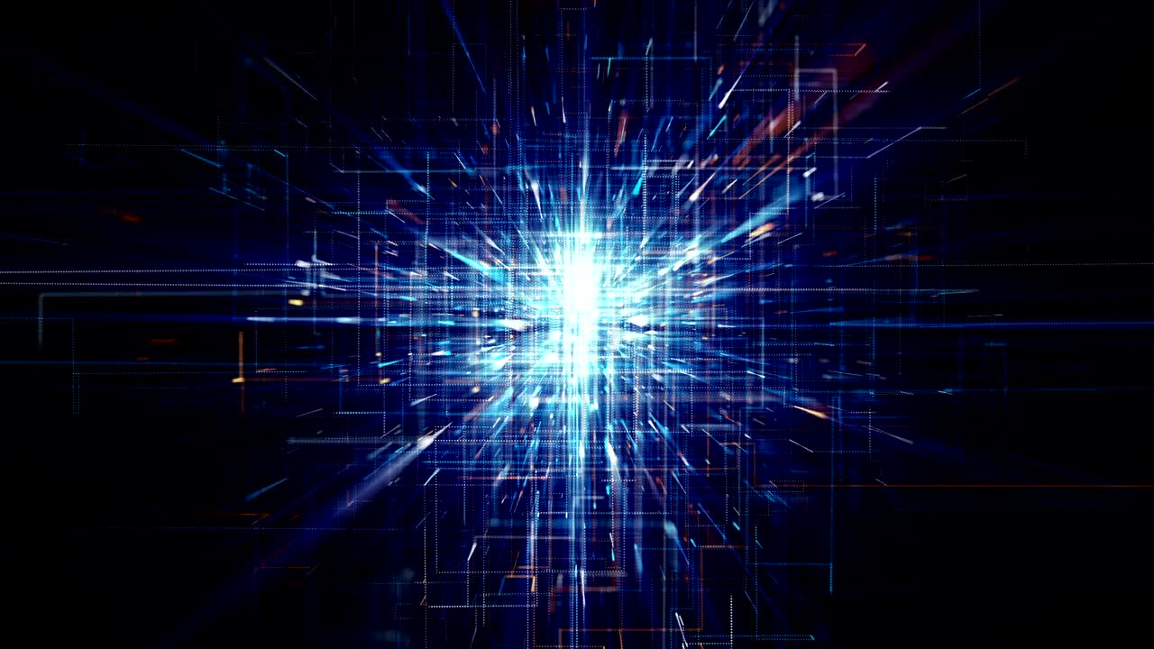 sfondo di movimento astratto tecnologico futuristico, circuiti galleggianti altri elementi tecnologici.