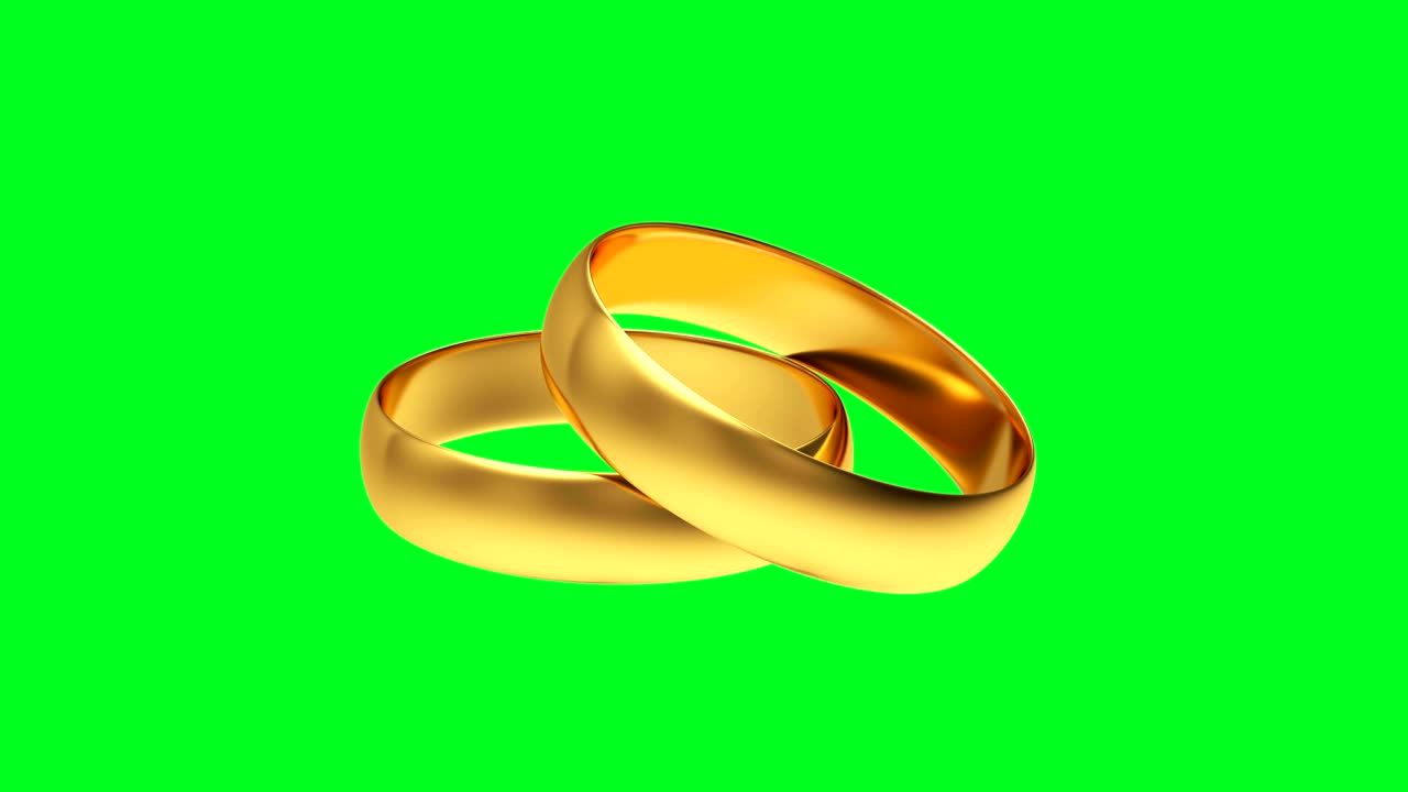 3D animation of two gold rings rotat on a green screen. 4K | Premium ...