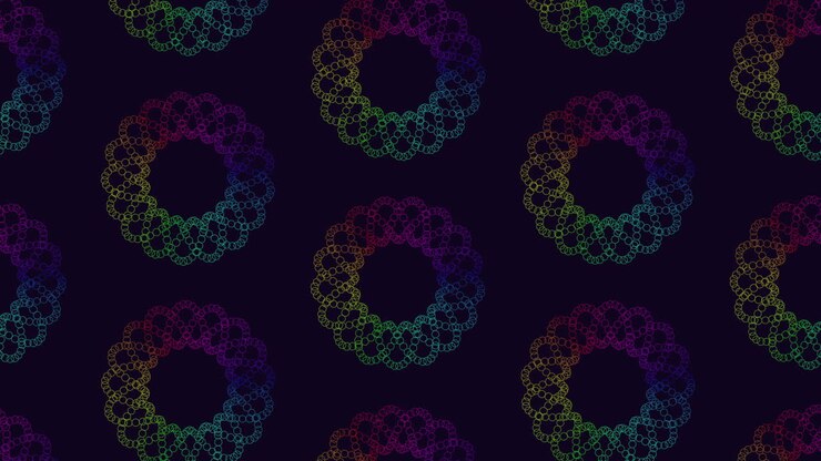 Vibrant spiral pattern rainbow-colored circles on black