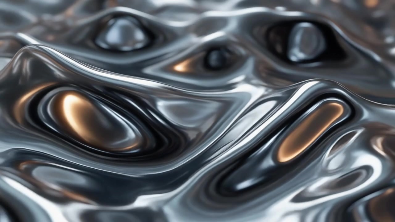 Abstract Liquid Metal Surface with Rippling Waves