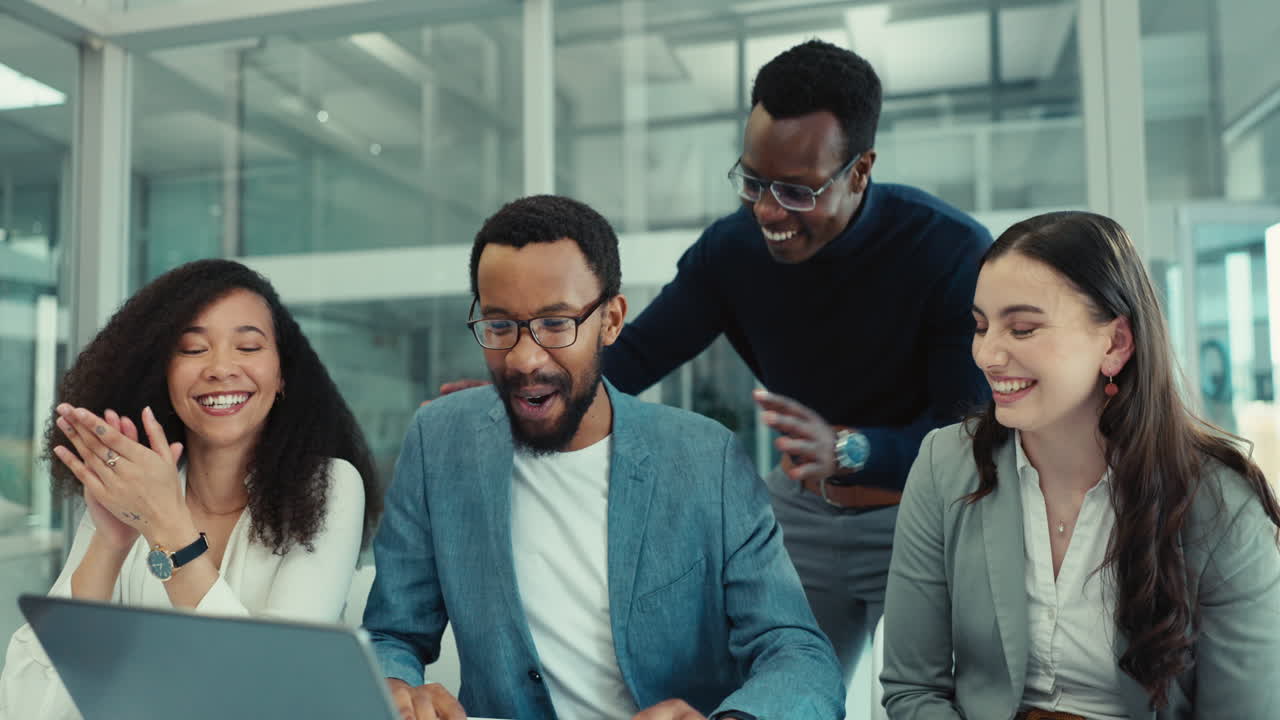 Business people, high five