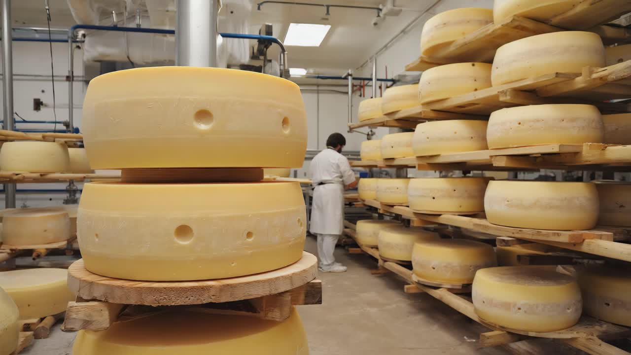 Produzione di formaggio in una fabbrica