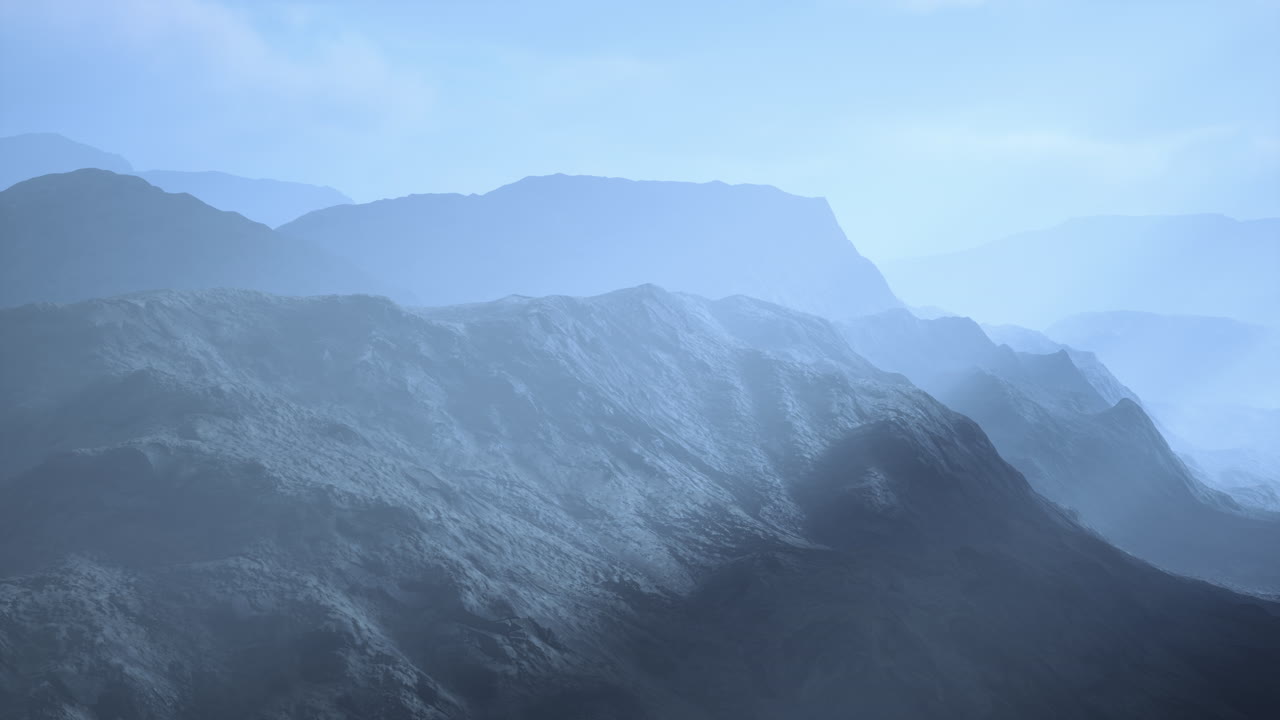 바위 산과 해가 지는 밤의 사막 풍경