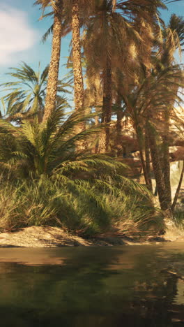 paisaje de oasis de palmeras