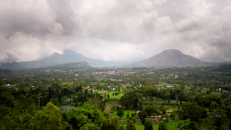 mount batur or gunung batur shrouded in clouds, active volcano on bali island, indonesia