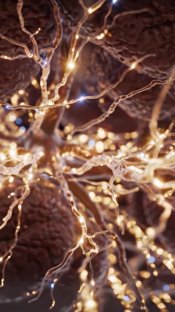 An Intricate View of Neuronal Structures Illuminated by Tiny Lights, Showcasing the Beauty of Neural Pathways in a Fascinating Microscopic Landscape