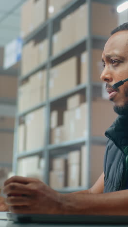 warehouse employee on phone call