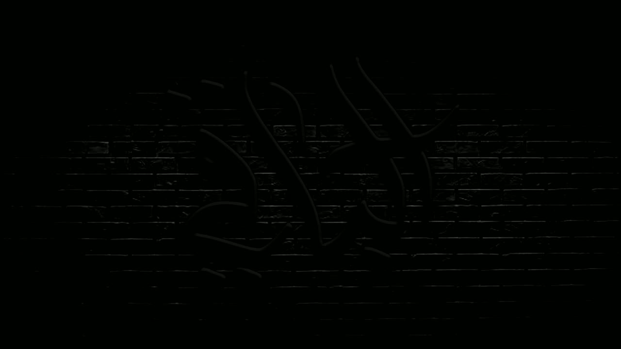 Neon Arabic calligraphy animation motion graphics name of Moslem Islam God meaning God all mighty on brick wall background