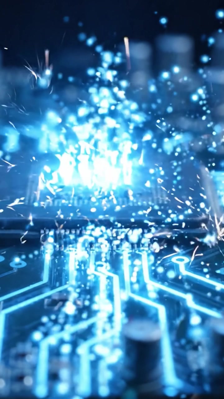 Detailed Close-Up of a High-Tech Circuit Board with Illuminated Components and Intricate Connections Showcasing Modern Electronic Innovation