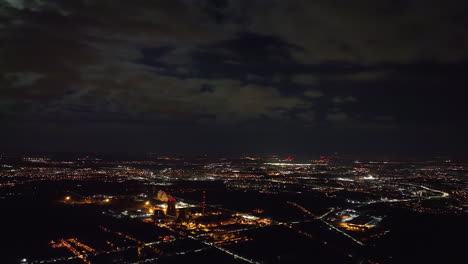 night city aerial view with power plant