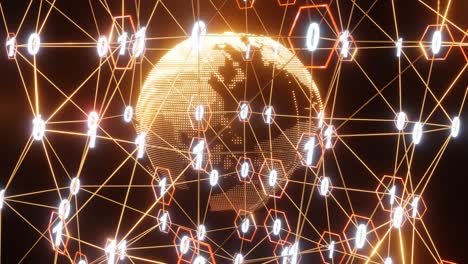 4k infografías artísticas números binarios túnel y rotación del globo terrestre tecnología conexión de datos de red