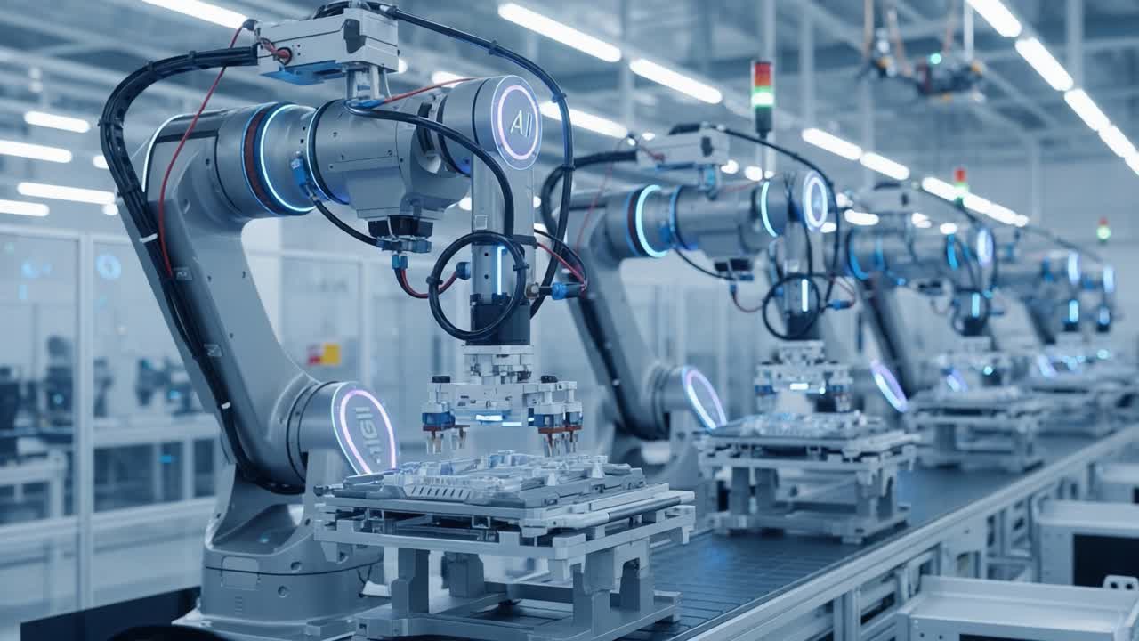 Advanced Robotic Arm Automation in a Modern Manufacturing Environment: Enhancing Efficiency and Precision in Production Lines with Cutting-Edge Technology