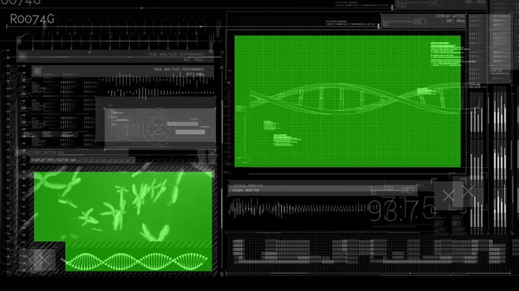 Animation of data processing over molecules and dna strands