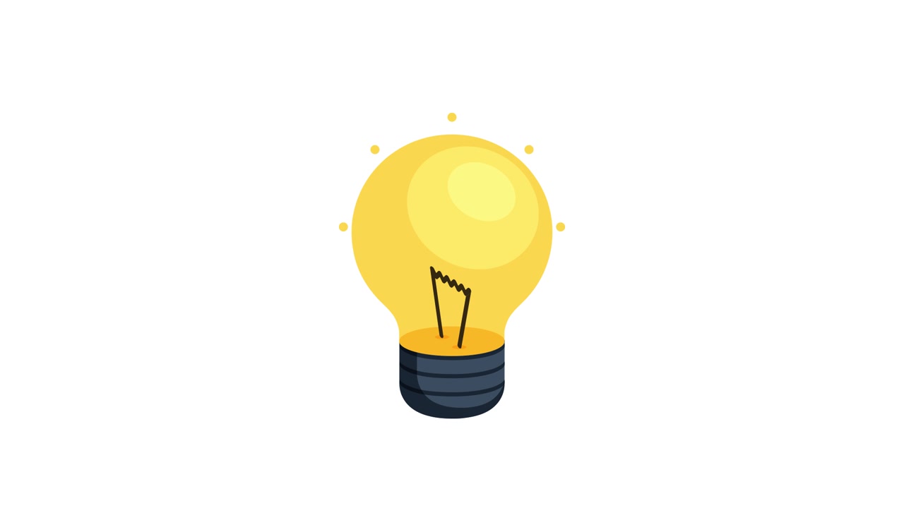 Lampadina animata che si accende e si illumina
