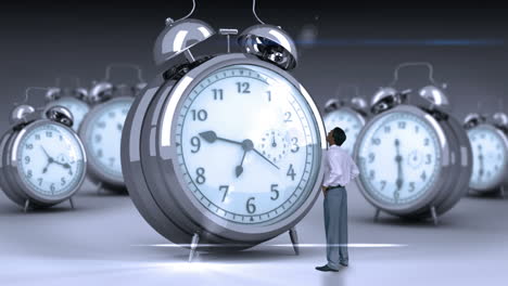 businessman looking at giant clock