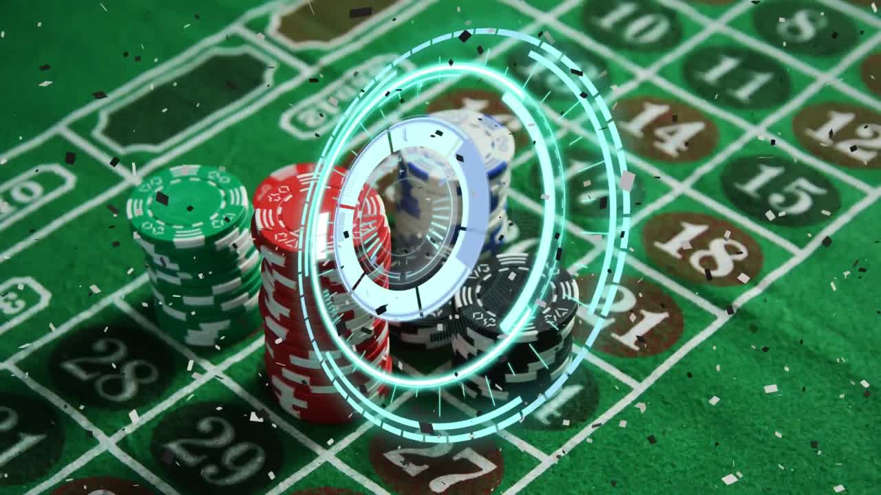 animación de confeti, escaneo de alcance con fichas de juego