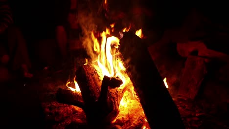 midnight bonfire or campfire slow motion