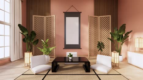 room japanese - zen style,minimal designs. 3d rendering
