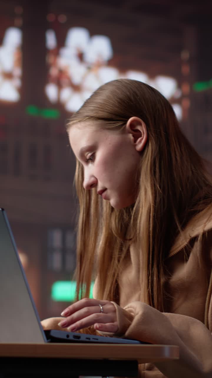 Vertical video intellectual college student researching public relations and societal impact