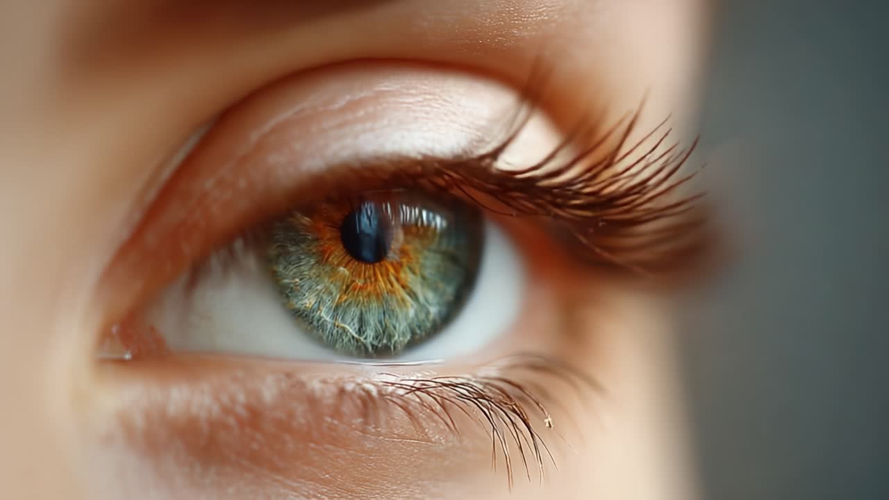 Primo piano di un occhio accattivante, che mostra intricati dettagli di iride, pupilla e ciglia, sottolineando la bellezza e la complessità della visione umana.